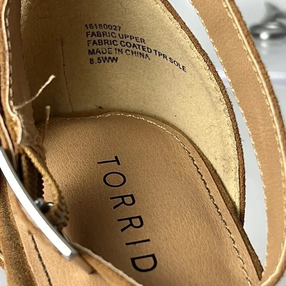 Torrid Platform Tapered Heel Sandal Adjustable Ankle Strap Brown Size 8.5WW - Picture 12 of 16